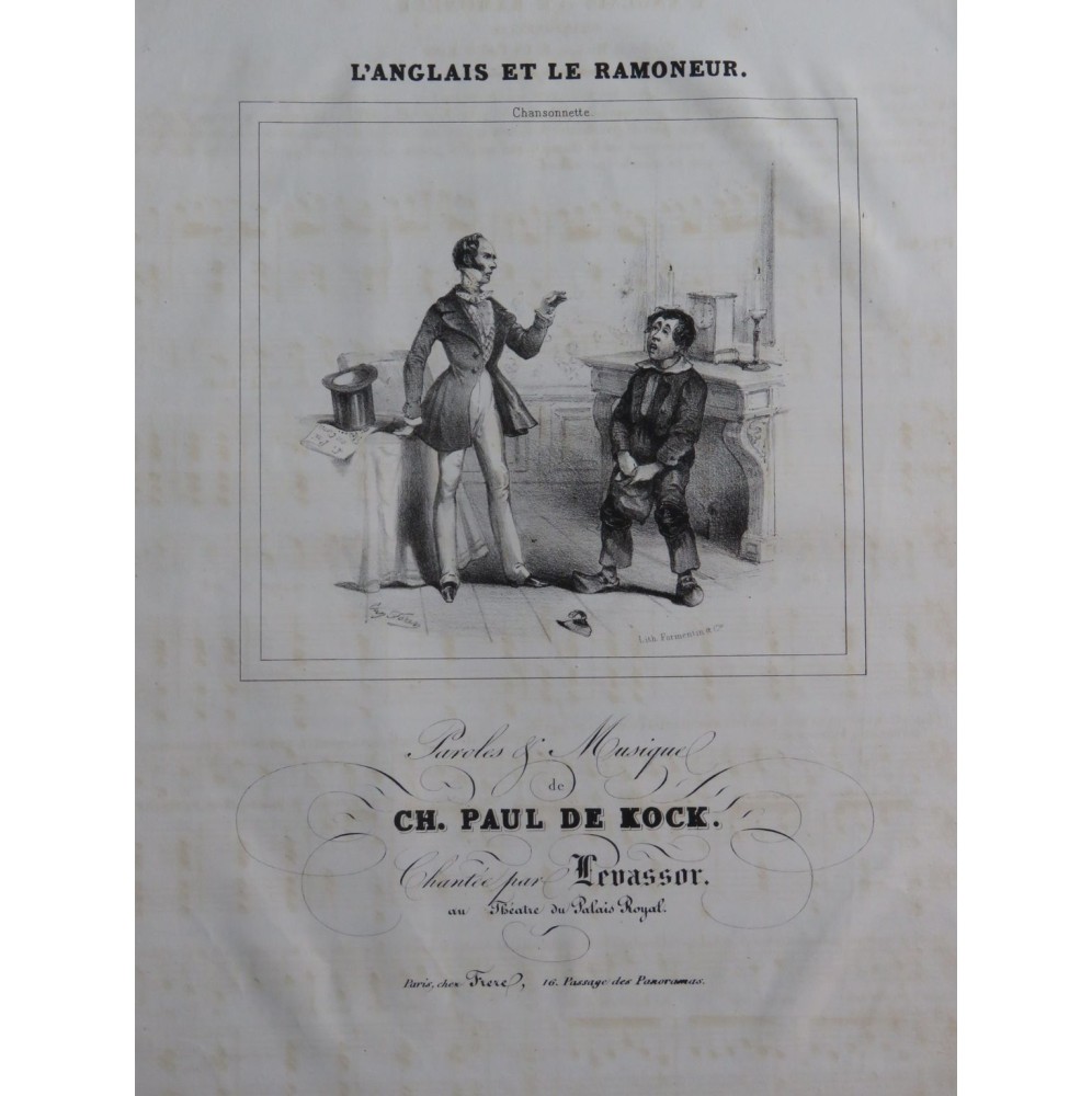 DE KOCK Charles-Paul L'Anglais et le Ramoneur Chant Piano ca1840