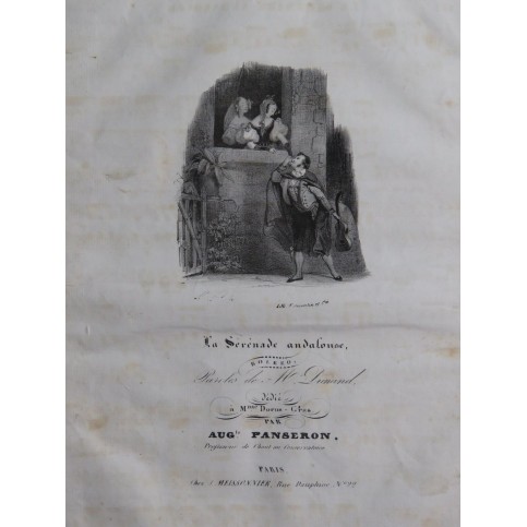 PANSERON Auguste La Sérénade Andalouse Chant Piano ca1830
