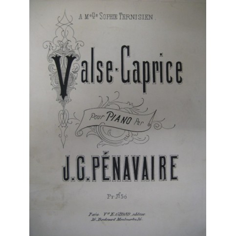 PÉNAVAIRE Jean Grégoire Valse Caprice Piano XIXe