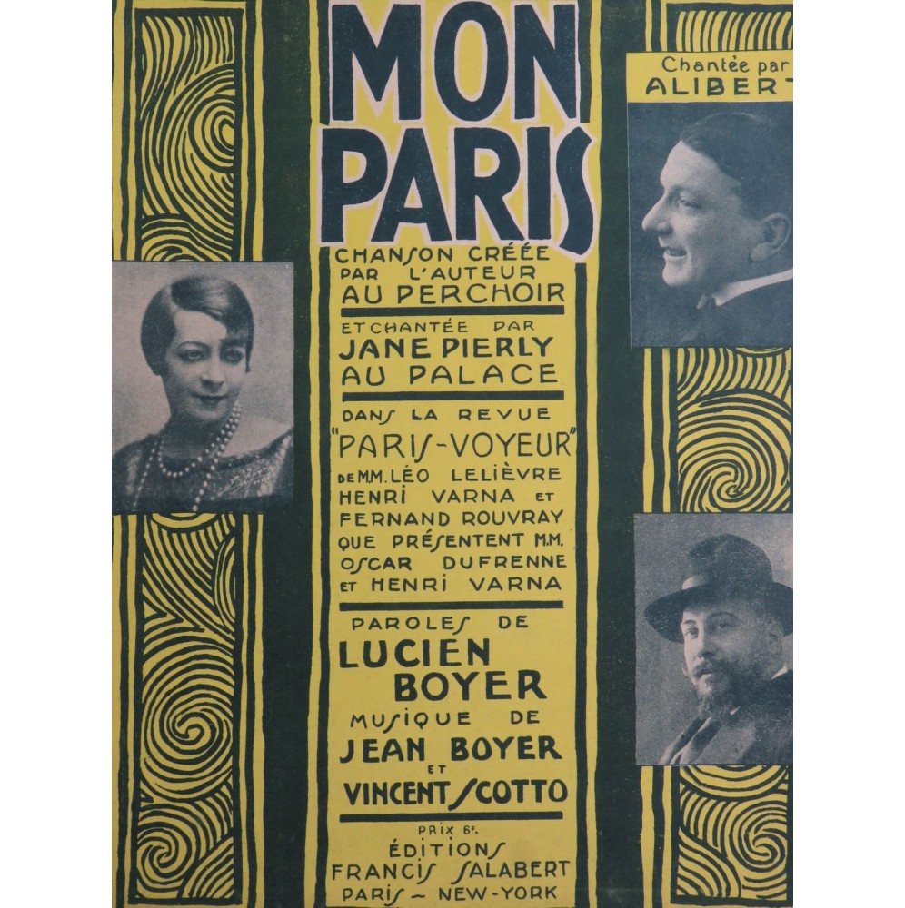 BOYER Jean SCOTTO Vincent Mon Paris Chant Piano 1925