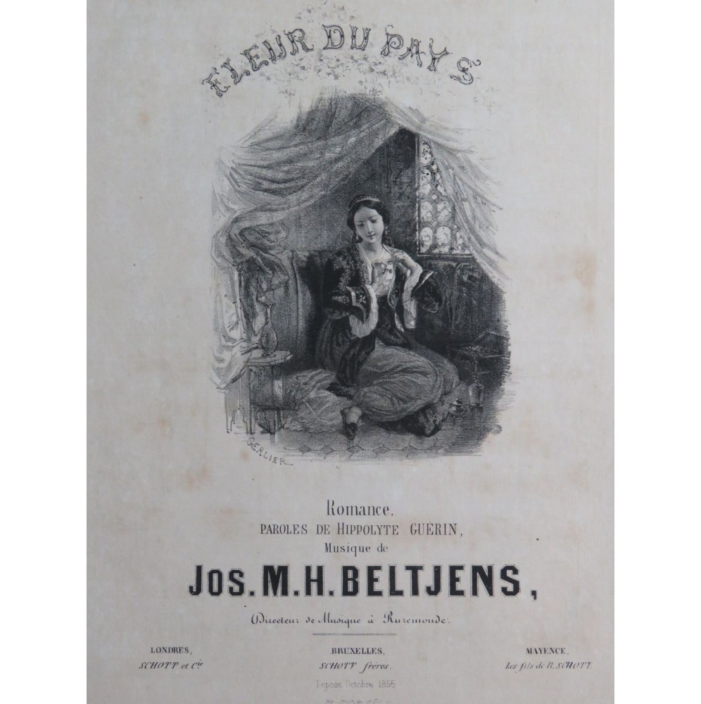 BELTJENS Jos. M. H. Fleur du Pays Chant Piano 1855