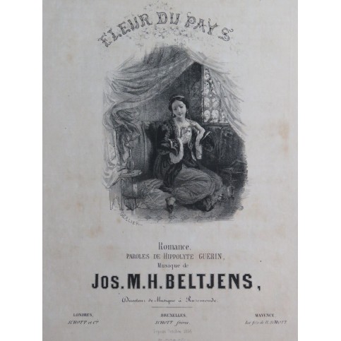 BELTJENS Jos. M. H. Fleur du Pays Chant Piano 1855