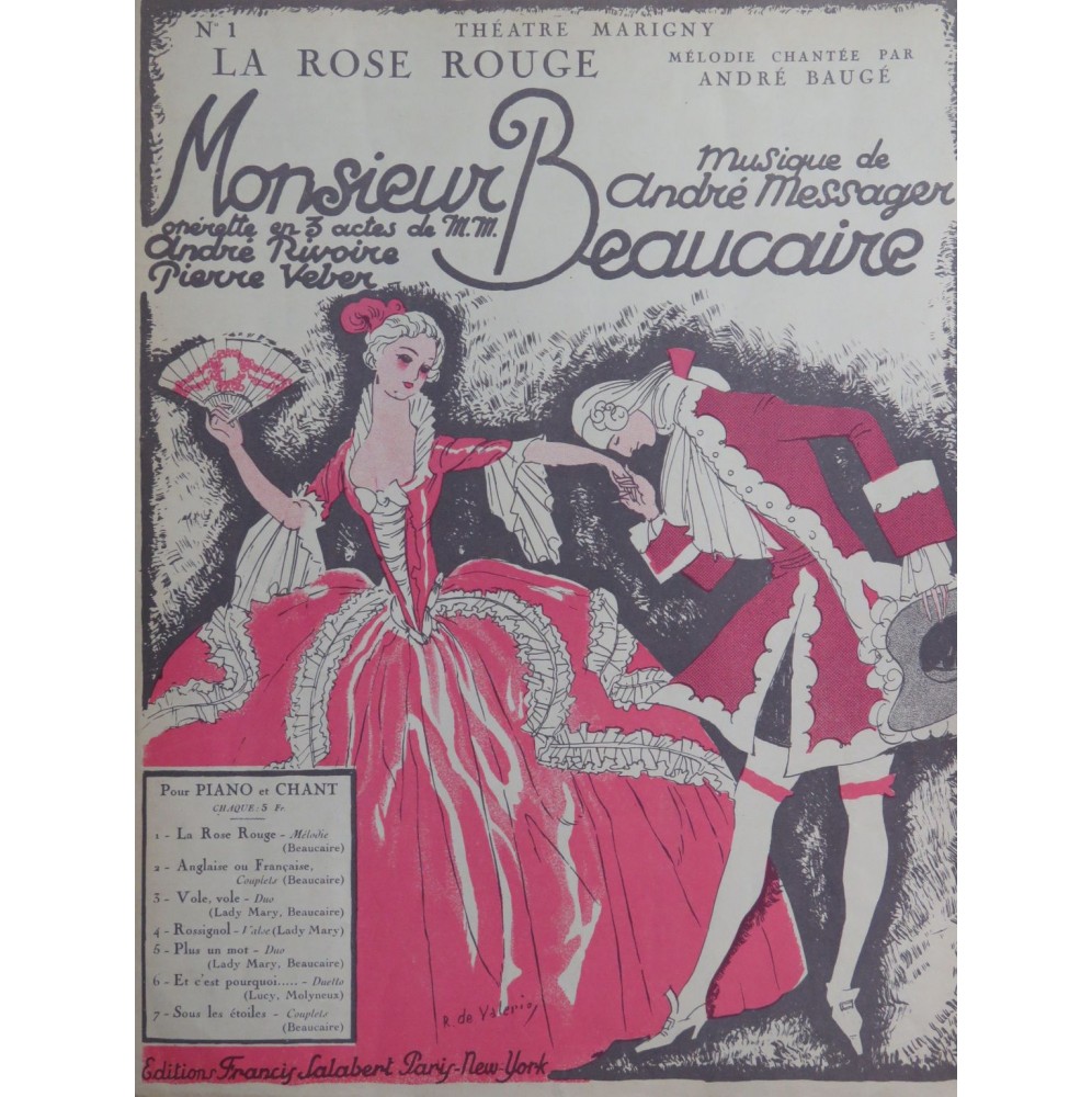 MESSAGER André Rose Rouge Chant Piano 1926