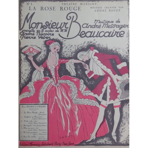 MESSAGER André Rose Rouge Chant Piano 1926