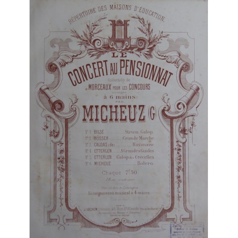 ETTERLEN A. A Grandes Guides Galop Piano 6 mains ca1880