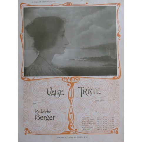 BERGER Rodolphe Valse Triste Piano 1901