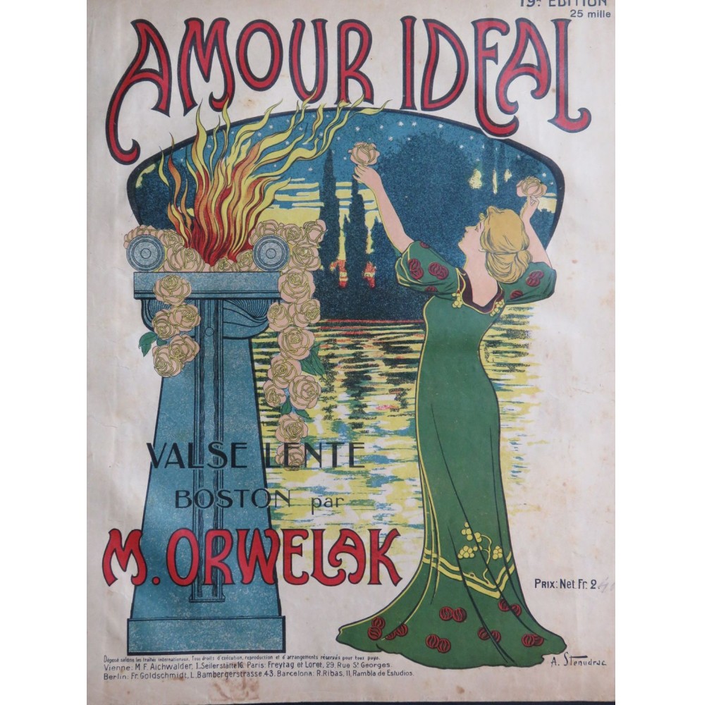 ORWELAK M. Amour Idéal Valse Lente Boston Piano