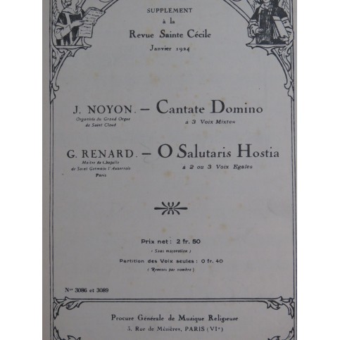 NOYON Joseph RENARD Georges Pièces Chant et Orgue 1924