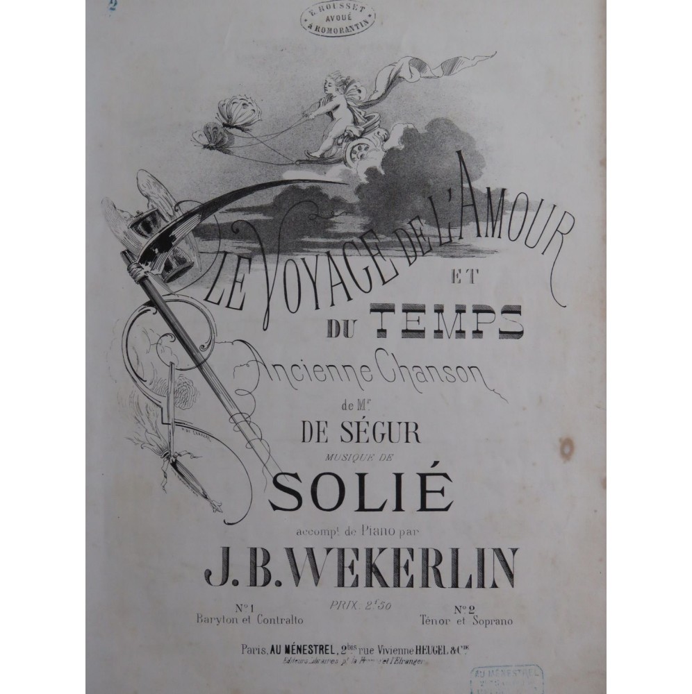 WEKERLIN J. B. Le Voyage de l'Amour et du Temps Chant Piano ca1860