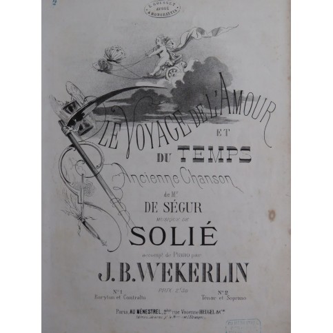 WEKERLIN J. B. Le Voyage de l'Amour et du Temps Chant Piano ca1860