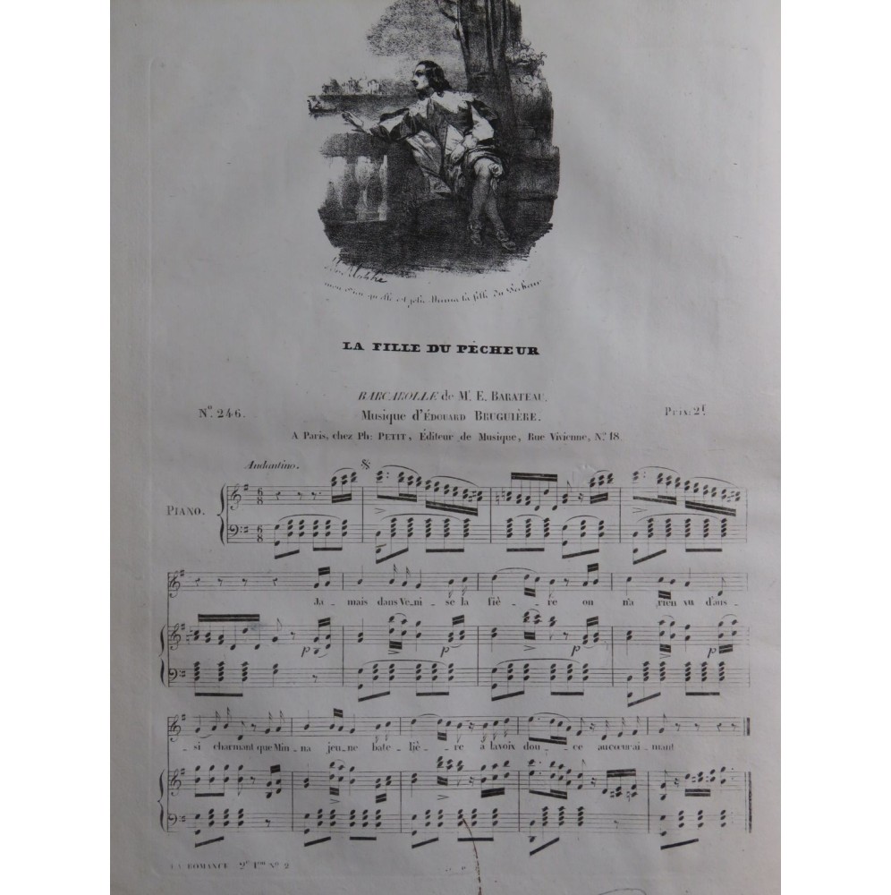 BRUGUIÈRE Édouard La fille du Pêcheur Chant Piano ca1830