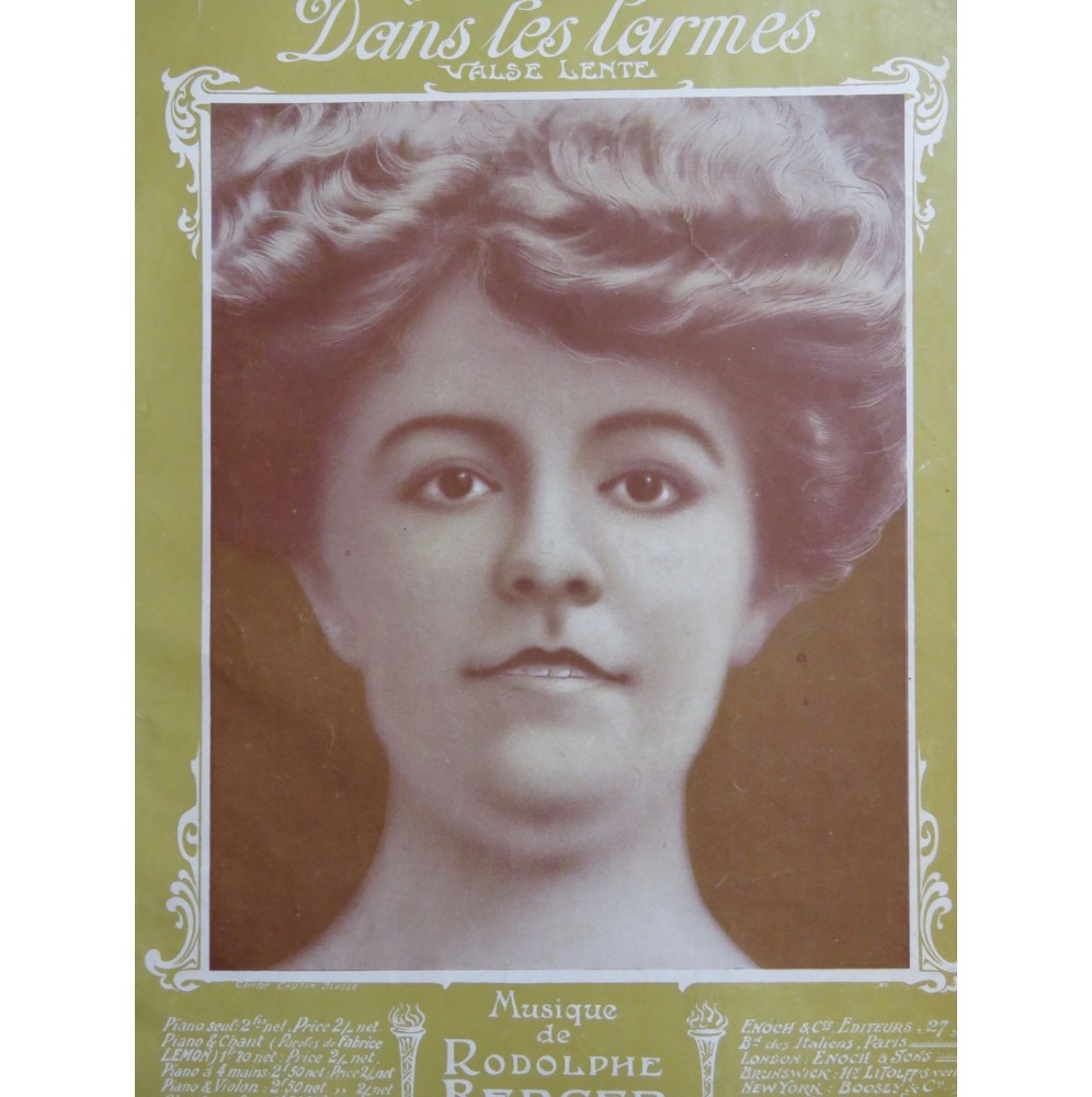 BERGER Rodolphe Dans les Larmes Piano 1904