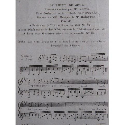 DALAYRAC Nicolas Le Point du Jour Chant Guitare ca1810