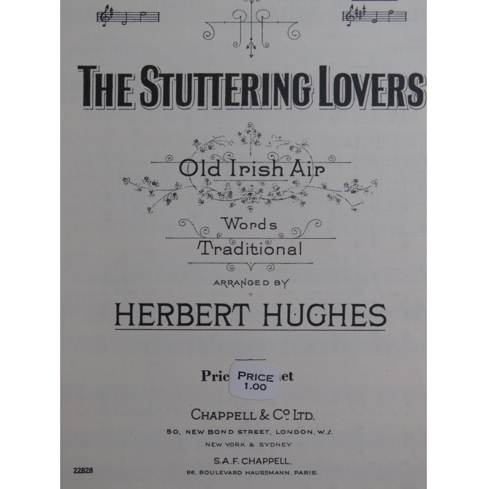 HUGHES Herbert The Stuttering Lovers Old Irish Air Chant Piano 1906