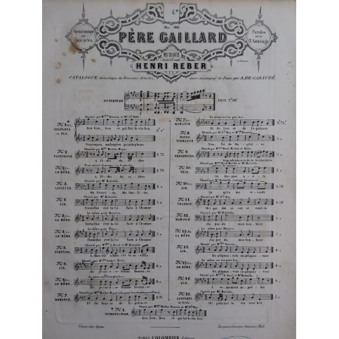 REBER Henri Le Père Gaillard No 4 bis Chant Piano ca1852