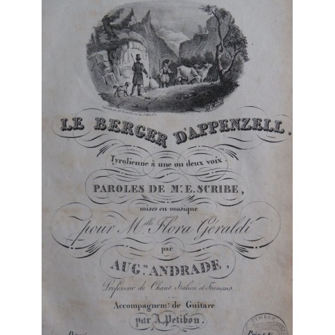 ANDRADE Auguste Le Berger d'Appenzel Chant Guitare ca1830