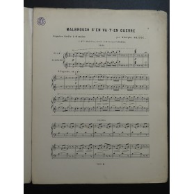 BLANC Adolphe Malbrough s'en va-t-en Guerre Piano 6 mains ca1880