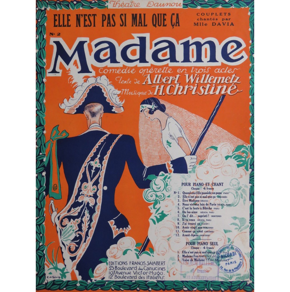 CHRISTINÉ Henri Elle n'est pas si mal que ça Piano Chant 1923