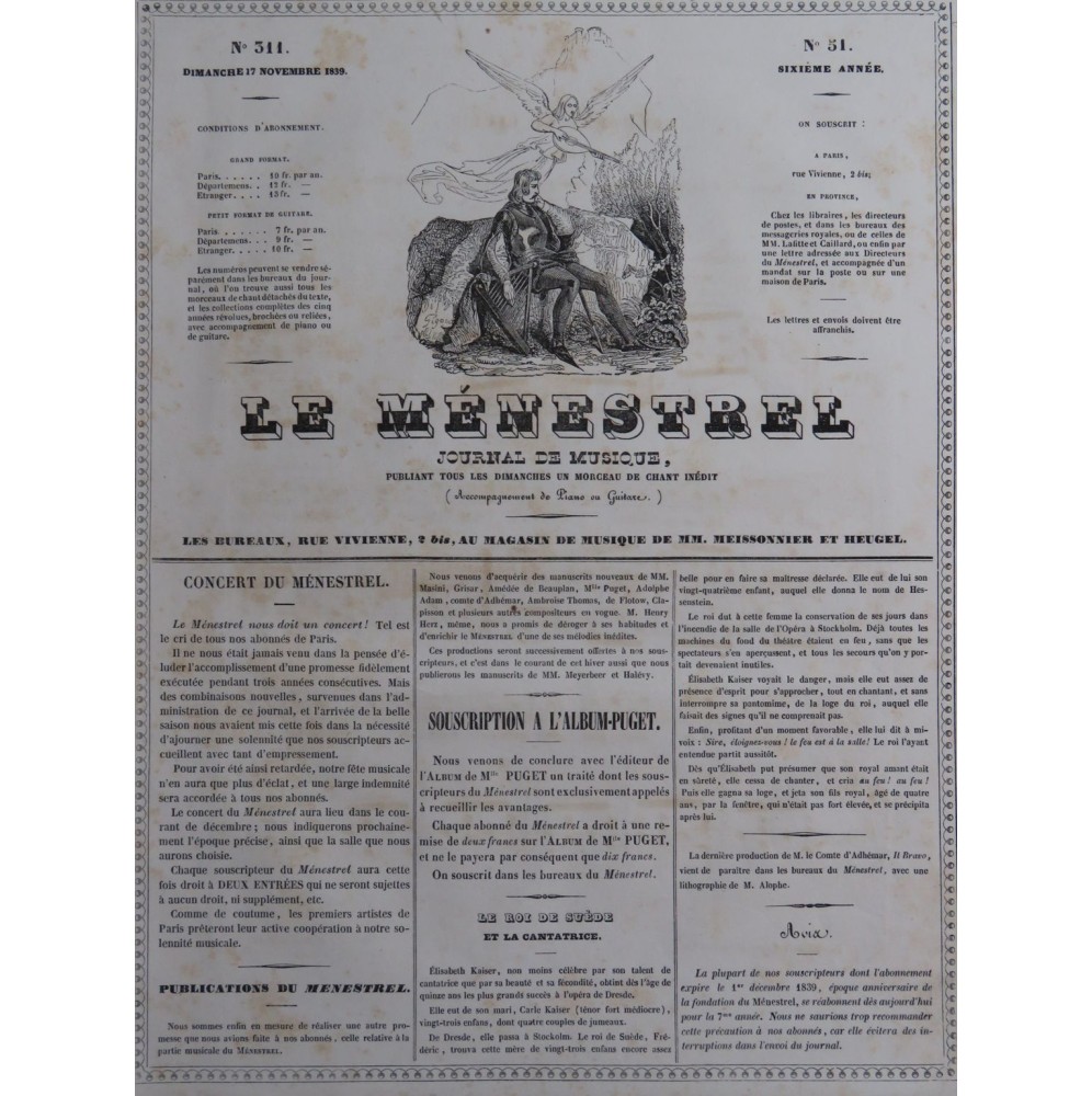 MARQUERIE A. Elle est au Ciel ! Chant Piano 1839