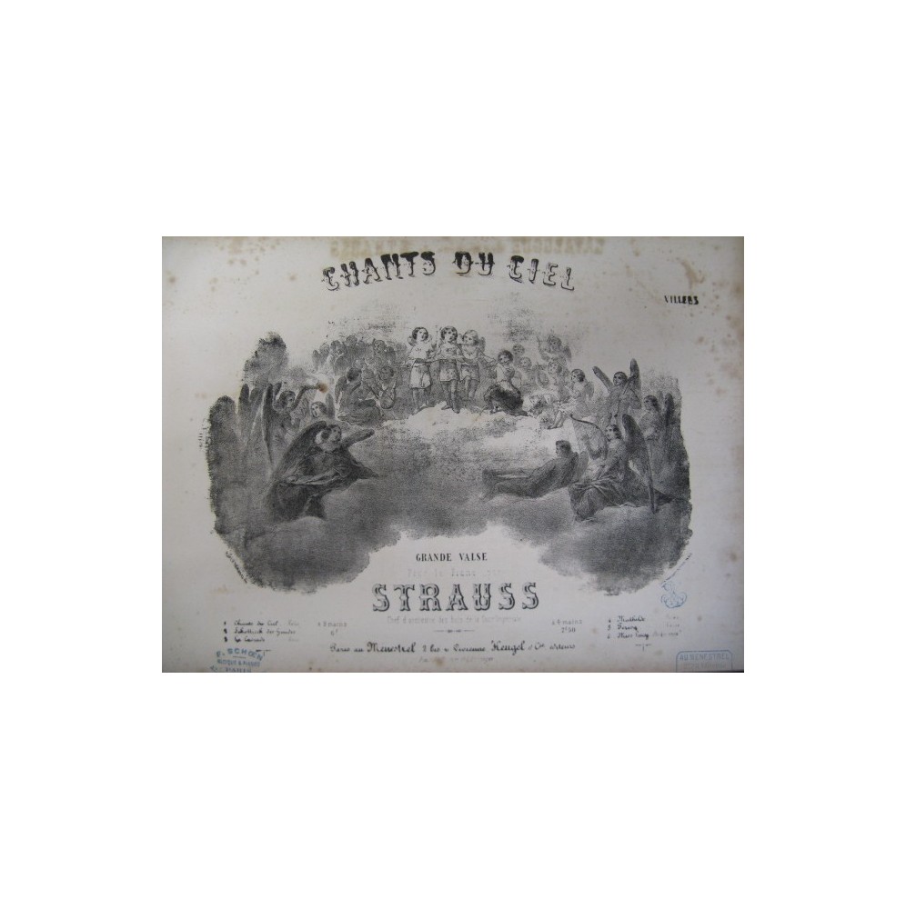 STRAUSS Chants du Ciel Grande Valse Piano ca1850