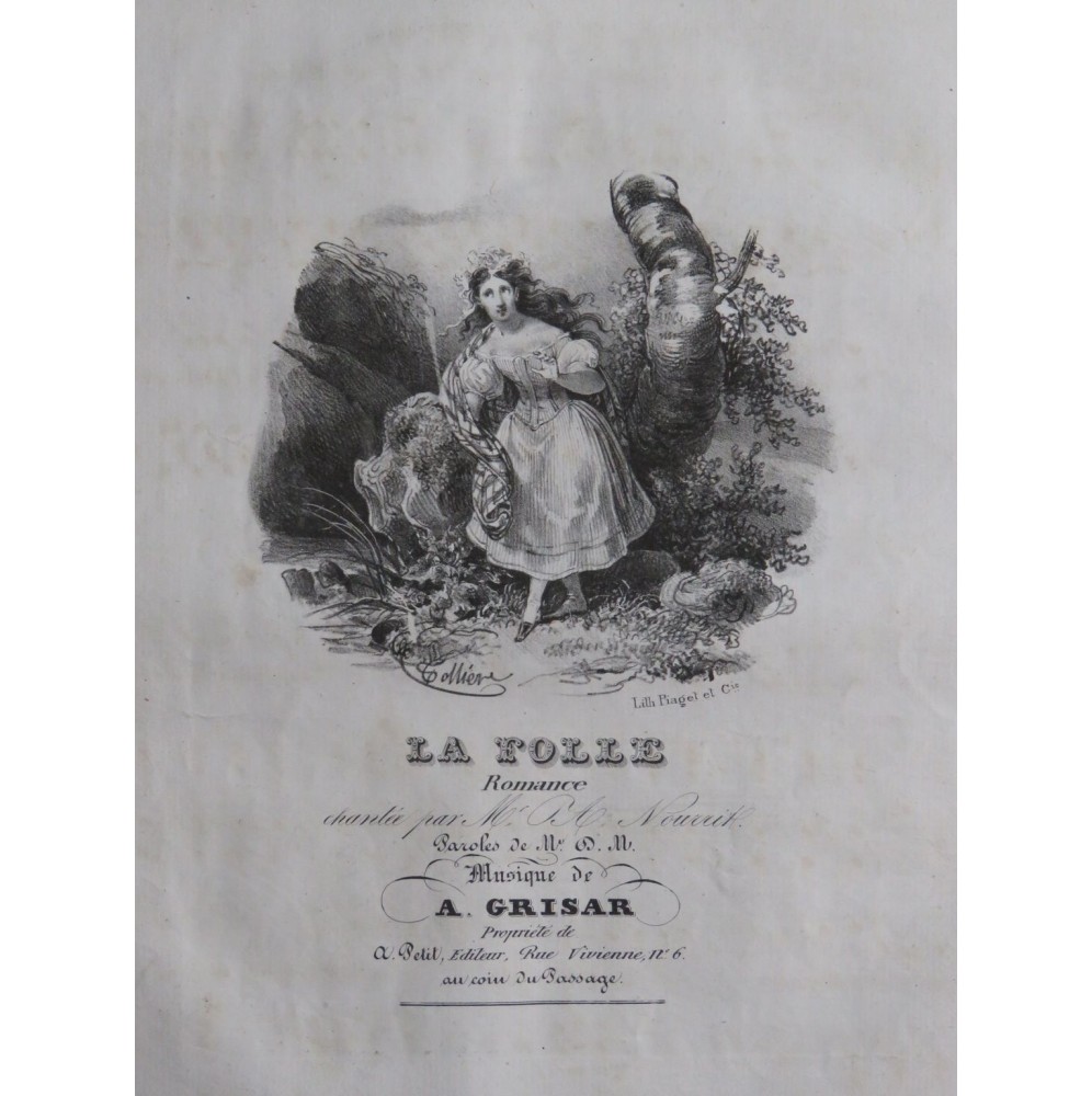 GRISAR Albert La Folle Chant Piano ca1840