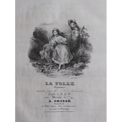GRISAR Albert La Folle Chant Piano ca1840
