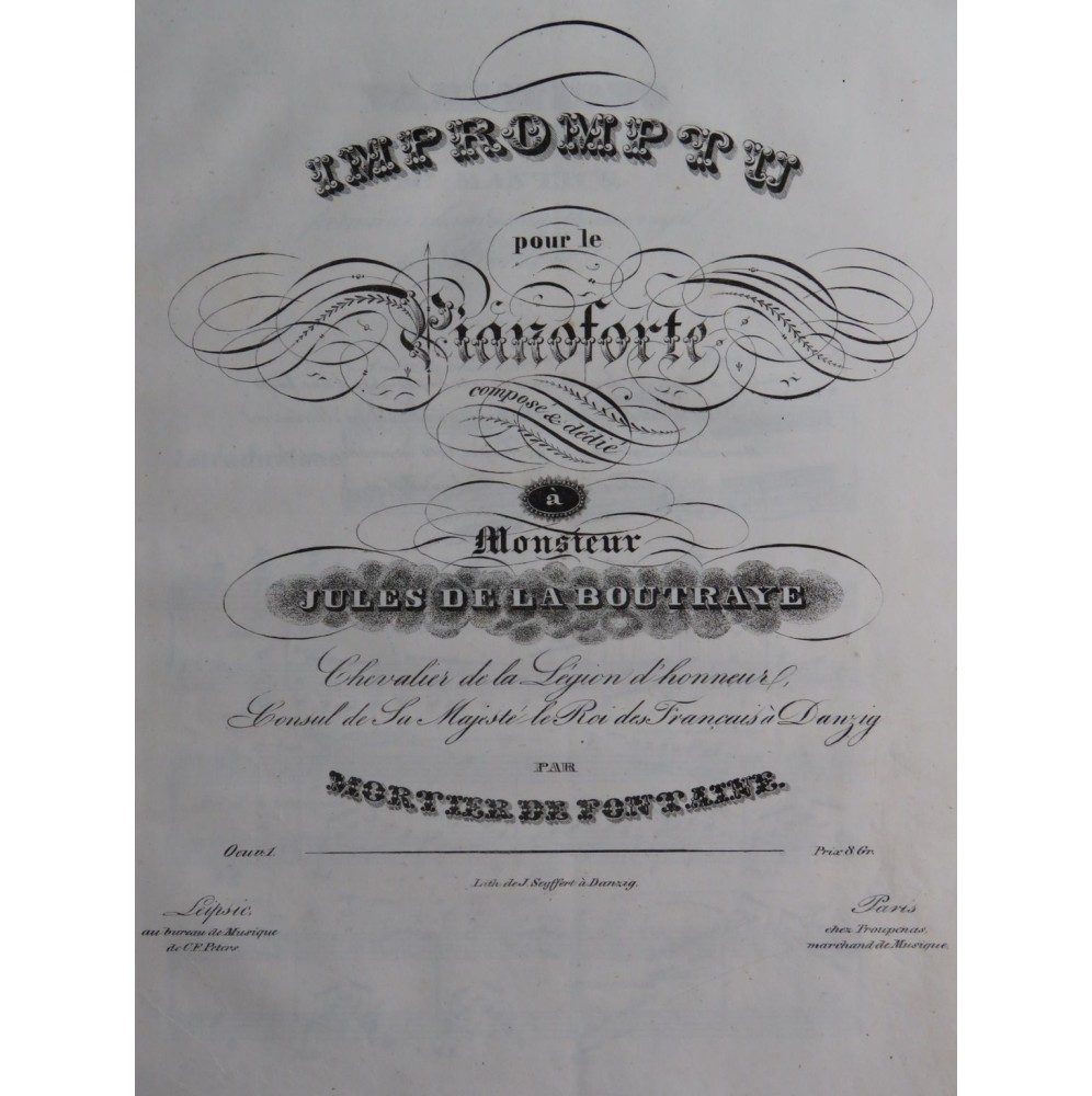 MORTIER DE FONTAINE Variations sur un air allemand op 1 Piano XIXe