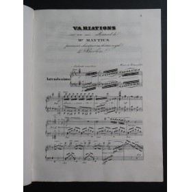 MORTIER DE FONTAINE Variations sur un air allemand op 1 Piano XIXe