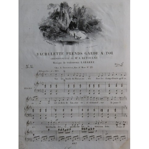 LABARRE Théodore Bachelette prends garde à toi Chant Piano ca1830