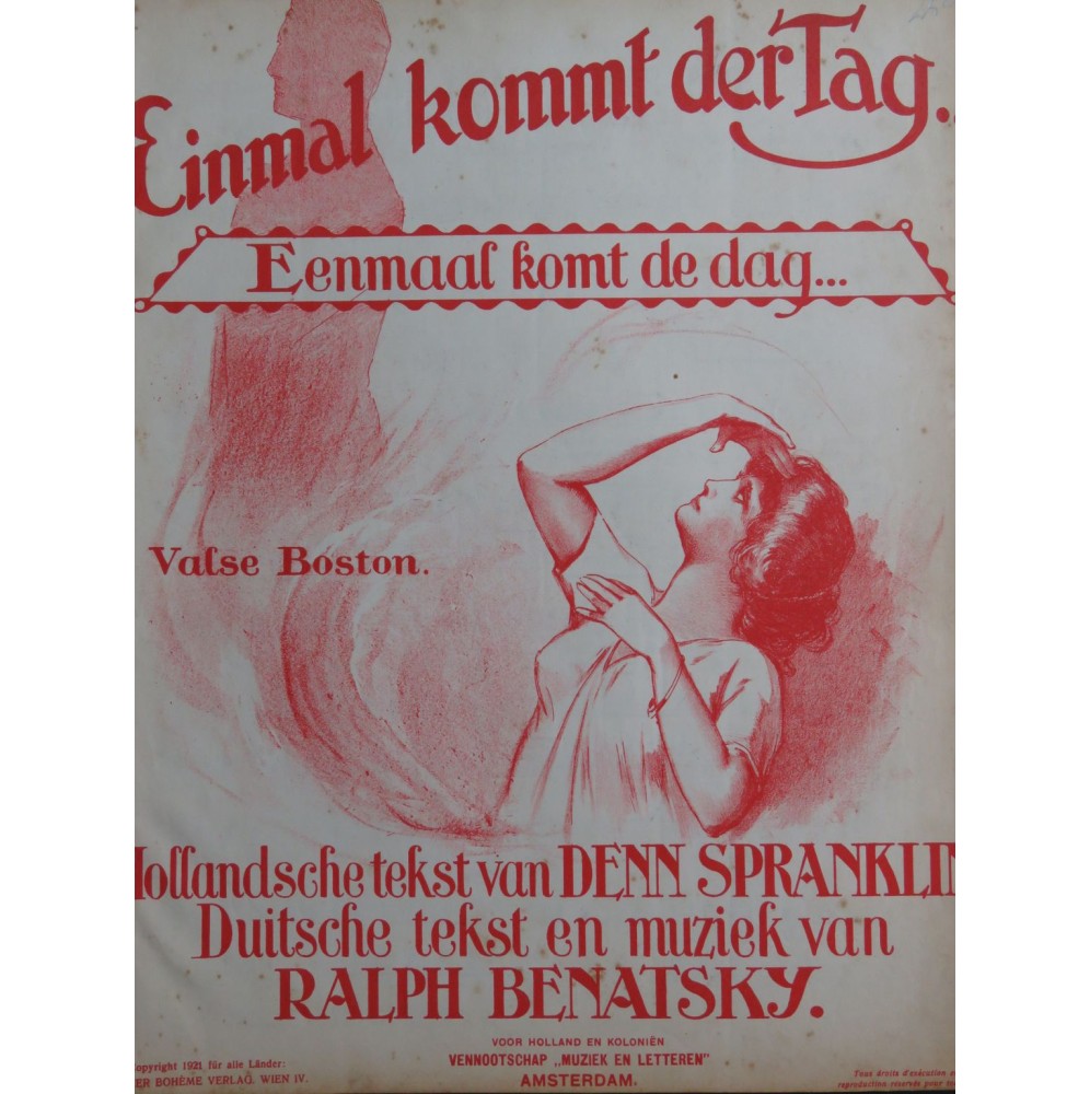 BENATZKY Ralph Einmal Kommt Der Tag Chant Piano 1921