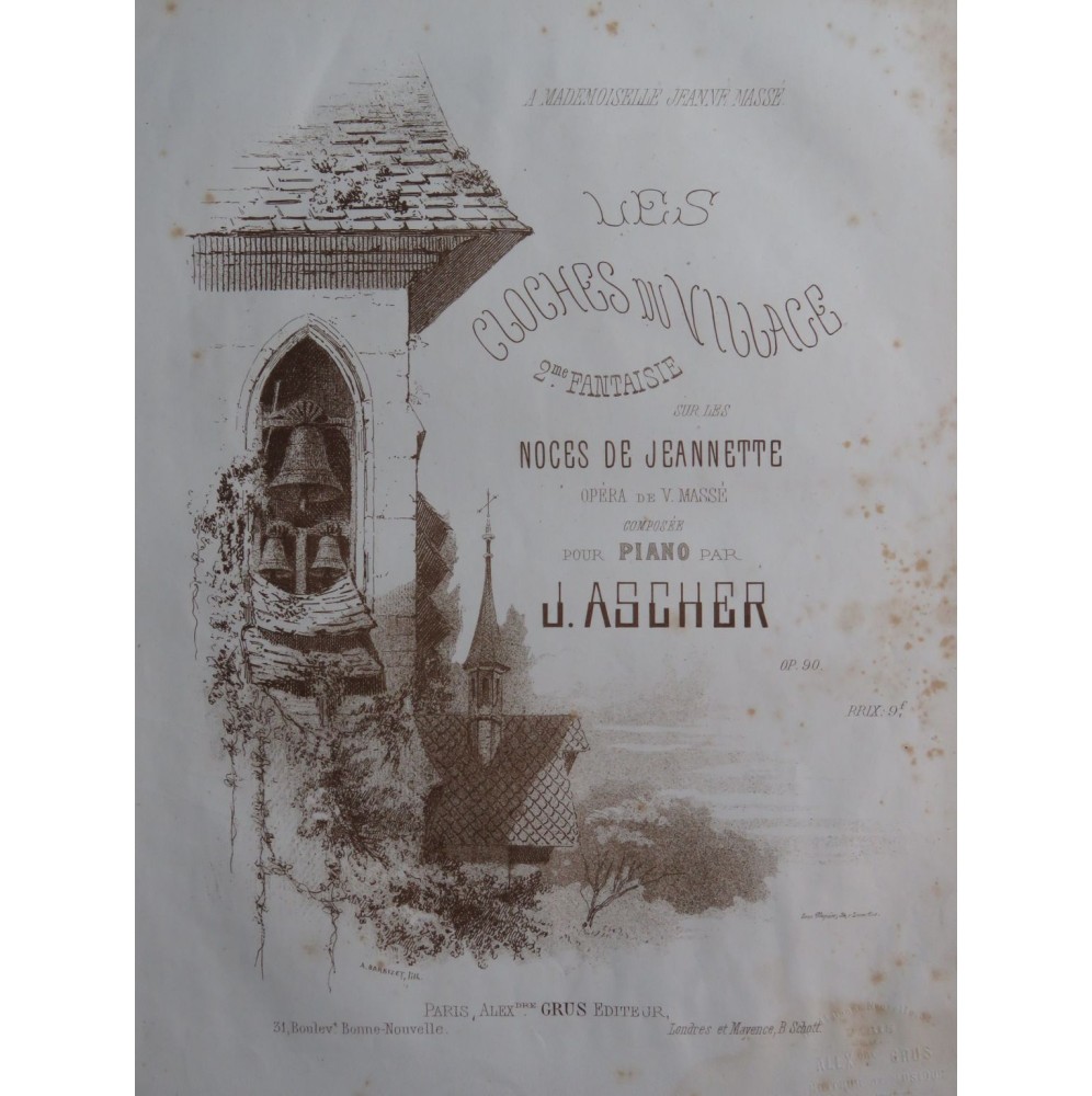 ASCHER Joseph Les Cloches du Village op 90 Piano ca1860