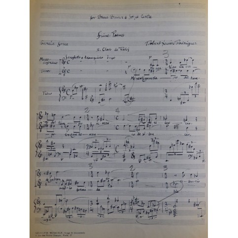 RODRIGUEZ Robert Xavier Five Poems Chant Piano 1975