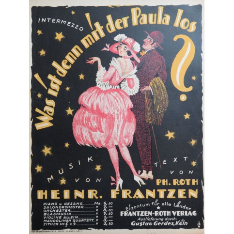 FRANTZEN Heinr. Was ist denn mit der Paula los op 22 Chant Piano 1921