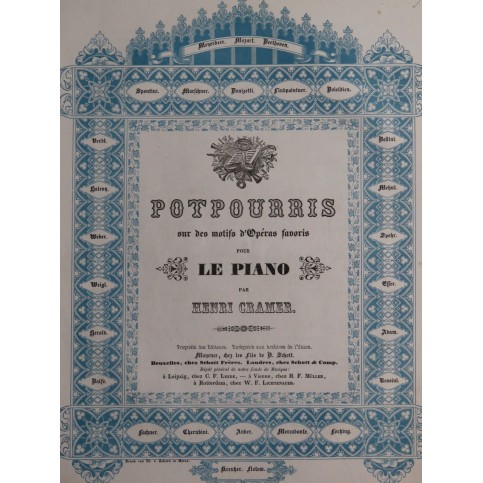 CRAMER Henri Potpourri sur Le Caïd de A. Thomas Piano ca1852