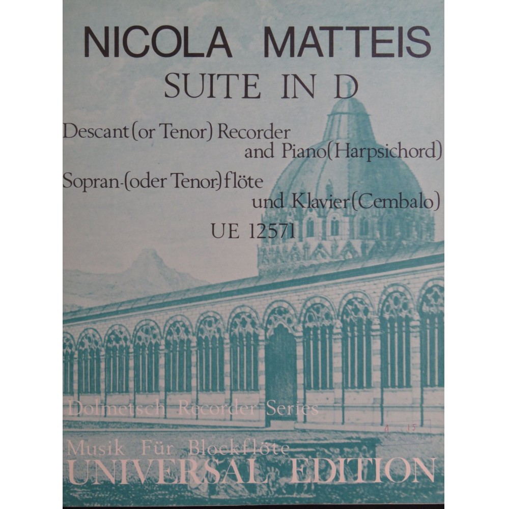 MATTEIS Nicola Suite in D Flûte à bec Clavecin ou Piano 1970