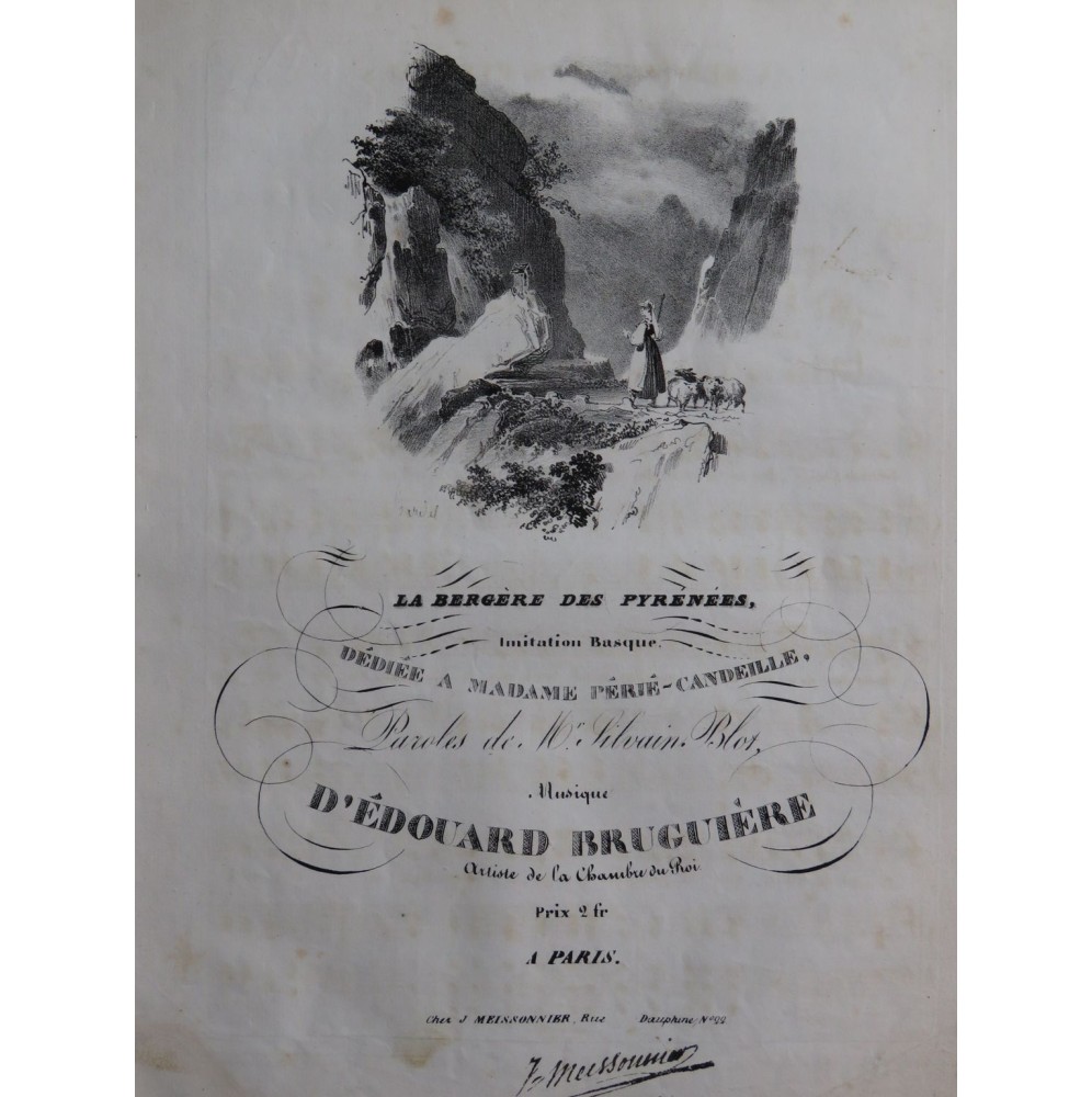 BRUGUIÈRE Édouard La Bergère des Pyrénées Chant Piano ca1830