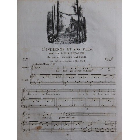 LABARRE Théodore L'Indienne et son fils Chant Piano ca1830