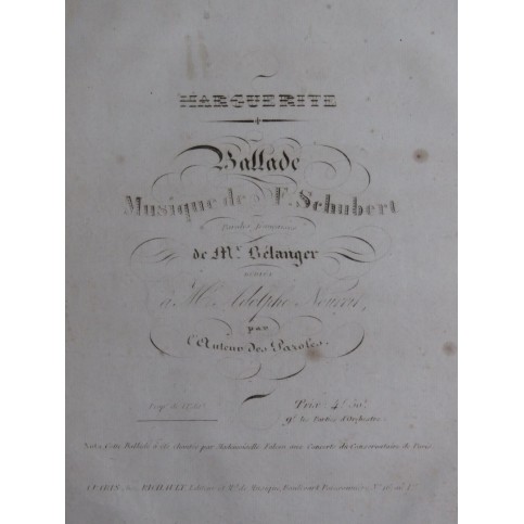 SCHUBERT Franz Marguerite Chant Piano ca1835