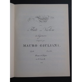 GIULIANI Mauro Six Variations op 81 Flûte ou Violon Guitare 1987