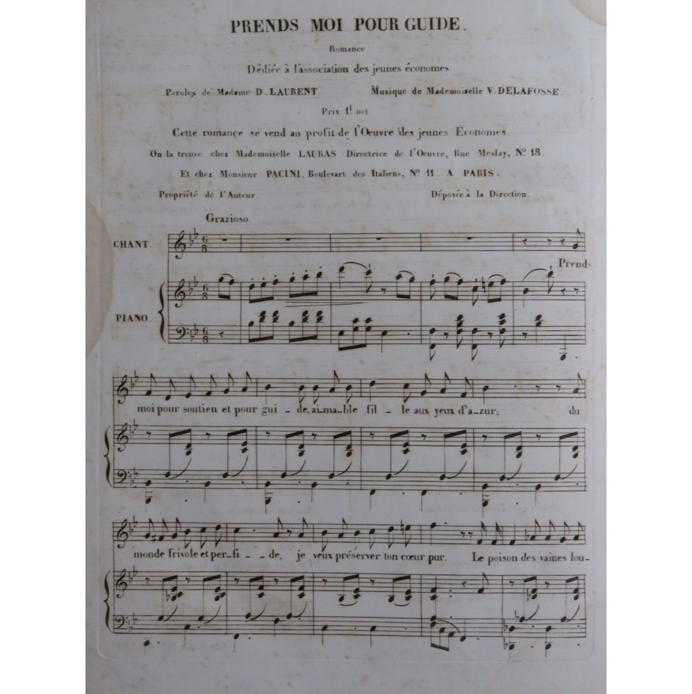 DELAFOSSE V. Prends moi pour guide Chant Piano ca1830