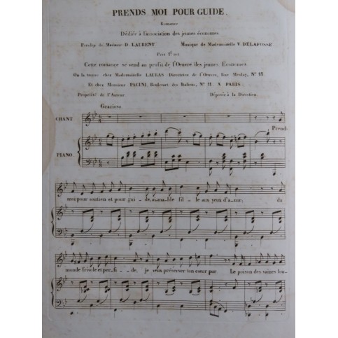 DELAFOSSE V. Prends moi pour guide Chant Piano ca1830