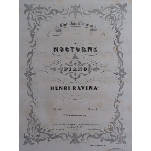 RAVINA Henri Nocturne op 13 Piano ca1850