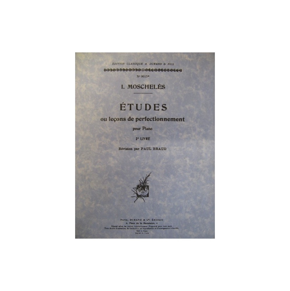 MOSCHELES Ignace Etudes Livre 2 Piano 1949