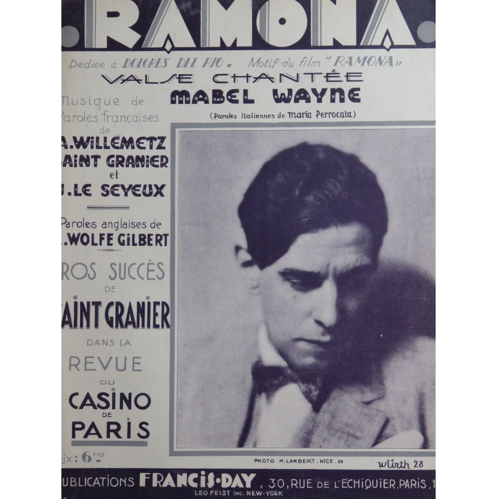 WAYNE Mabel Ramona Chant Piano 1928