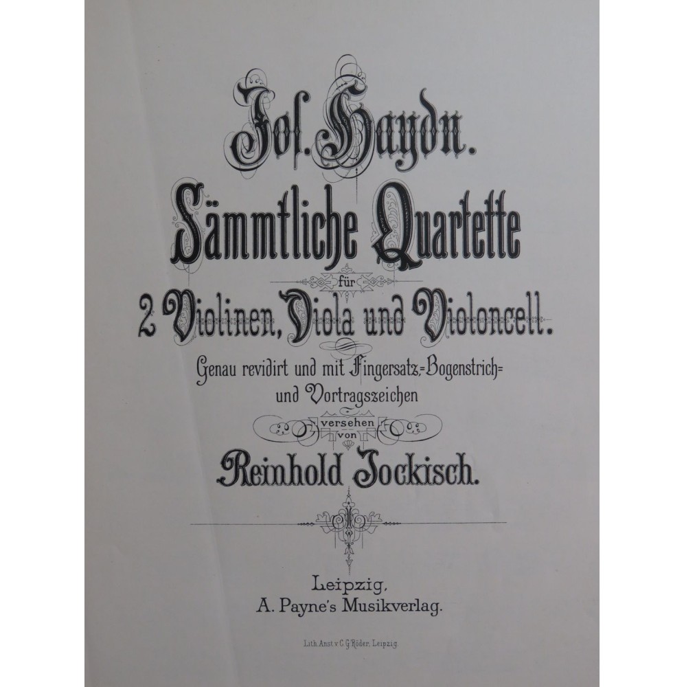 HAYDN Joseph Quatuor op 71 No 1 B dur Violon Alto Violoncelle XIXe