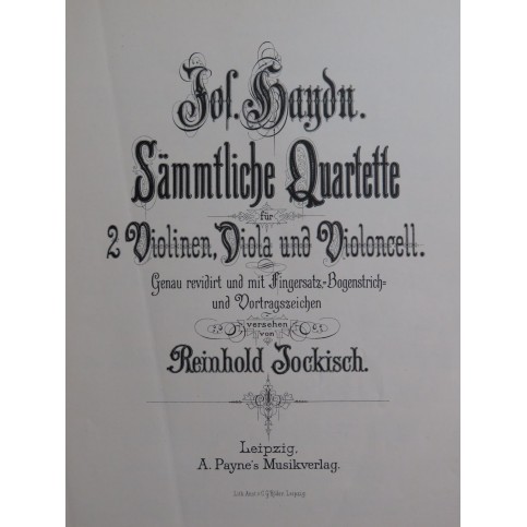 HAYDN Joseph Quatuor op 71 No 1 B dur Violon Alto Violoncelle XIXe