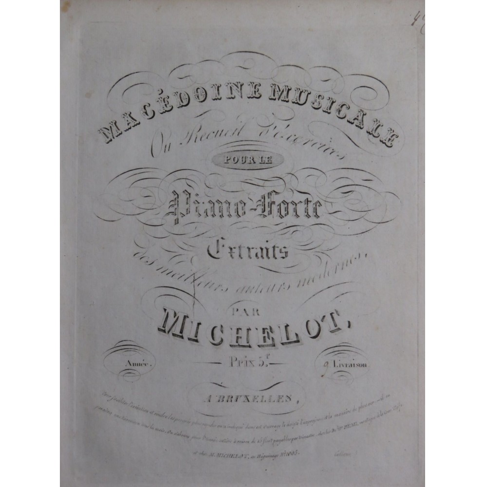 MICHELOT RIES HERZ BEETHOVEN CZERNY FIELD Macédoine Musicale No 9 Piano ca1820