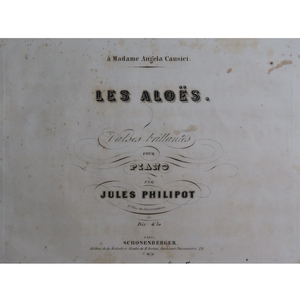 PHILIPOT Jules Les Aloës Piano ca1845