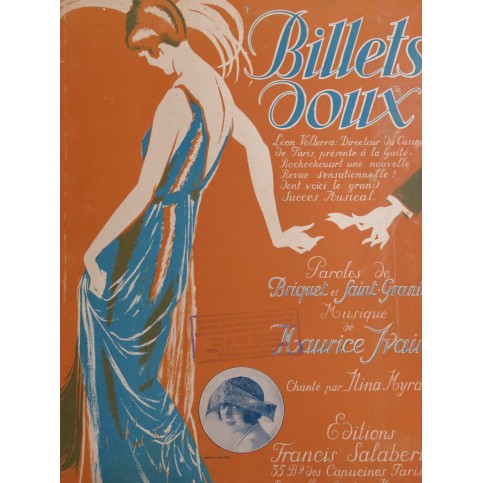 YVAIN Maurice Billets Doux Chant Piano 1921