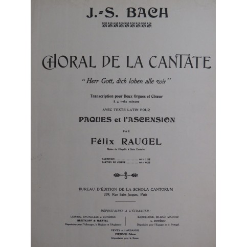 BACH J. S. Choral Cantate Herr Gott Chant 2 Orgues